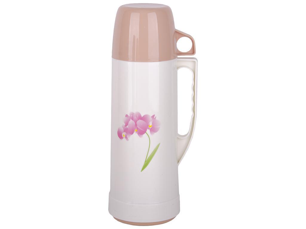 Термос пластиковый со стеклянной колбой Stenson 750 мл Бежевый (MMS-MT-3882)