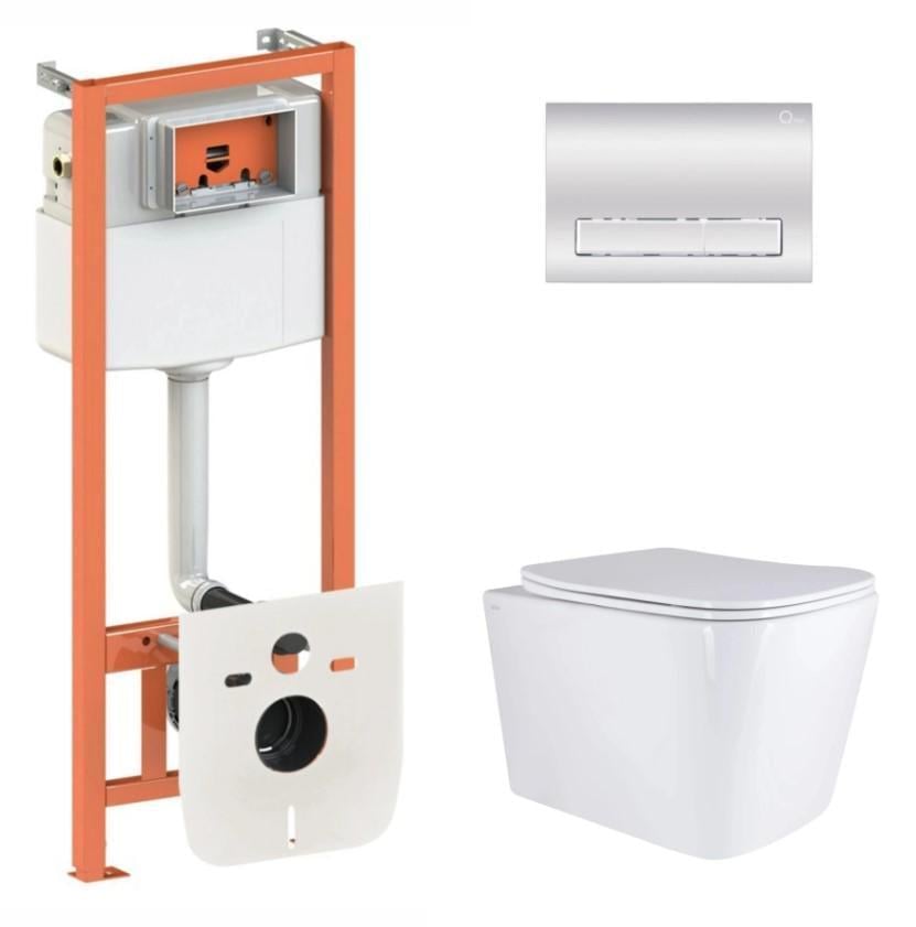 Комплект для ванной комнаты Qtap Nest 4в1 подвесной унитаз Tern Ultra Quiet 525x345x360 мм и установка QT17332303AW47510 (66376)