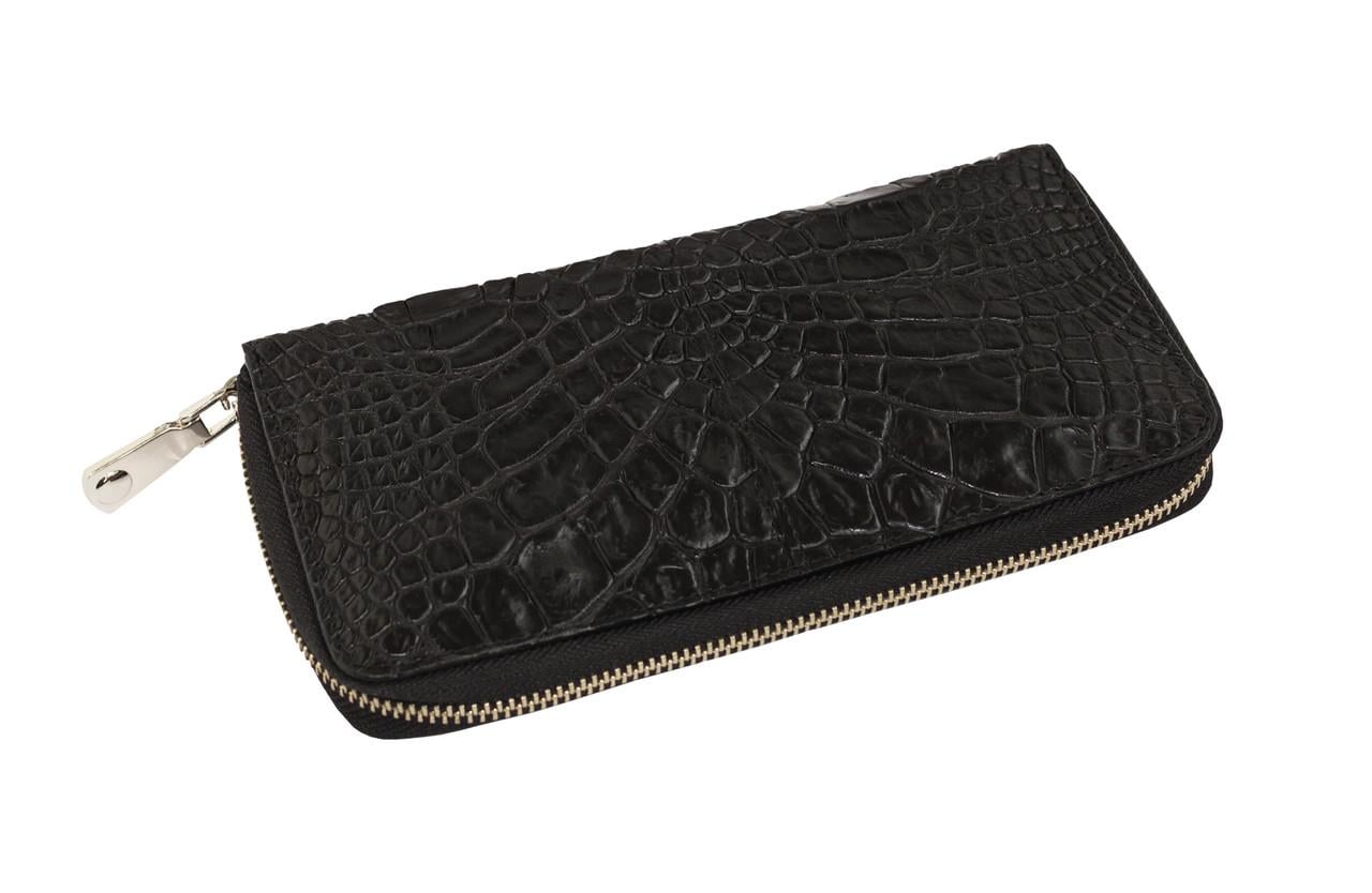 Кошелек Ekzotic Leather из натуральной кожи крокодила Черный (cw 82_6)