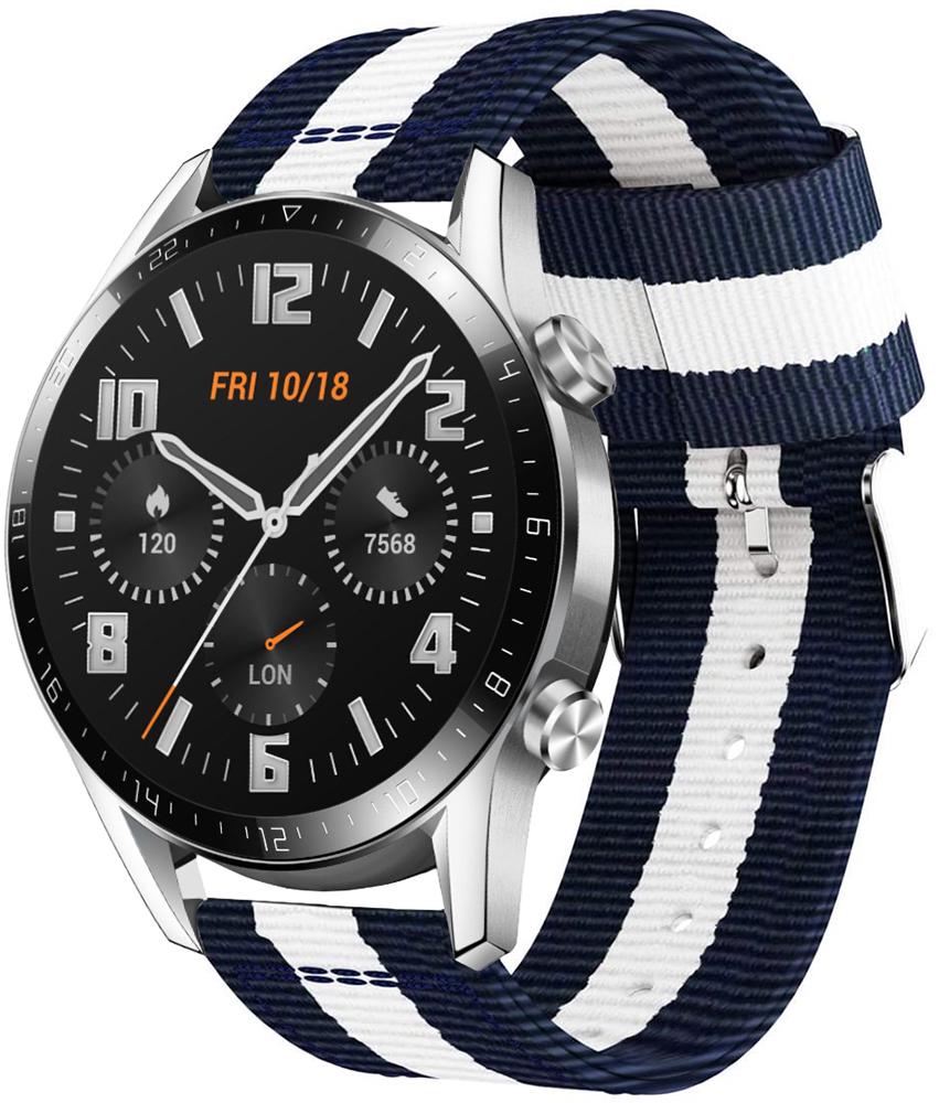 Ремешок тканевый Canvas для Huawei Watch GT 2 46 мм Blue/White (19661)