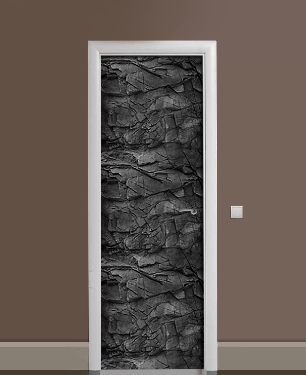 Наліпка 3D на двері Zatarga "Деревне вугілля" вінілова 650х2000 мм