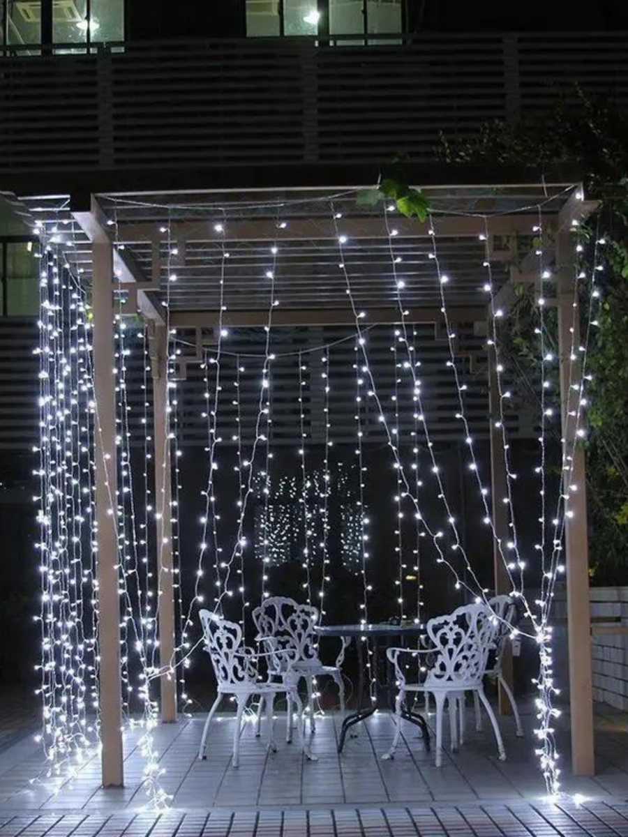 Штора-гирлянда на окно новогодняя светодиодная Белый холодный (30307092) - фото 7