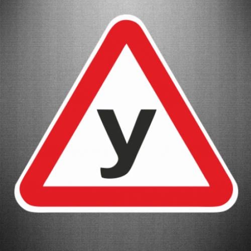 Знак на авто У 35x31 см Белый с красным/Черный (21558479)