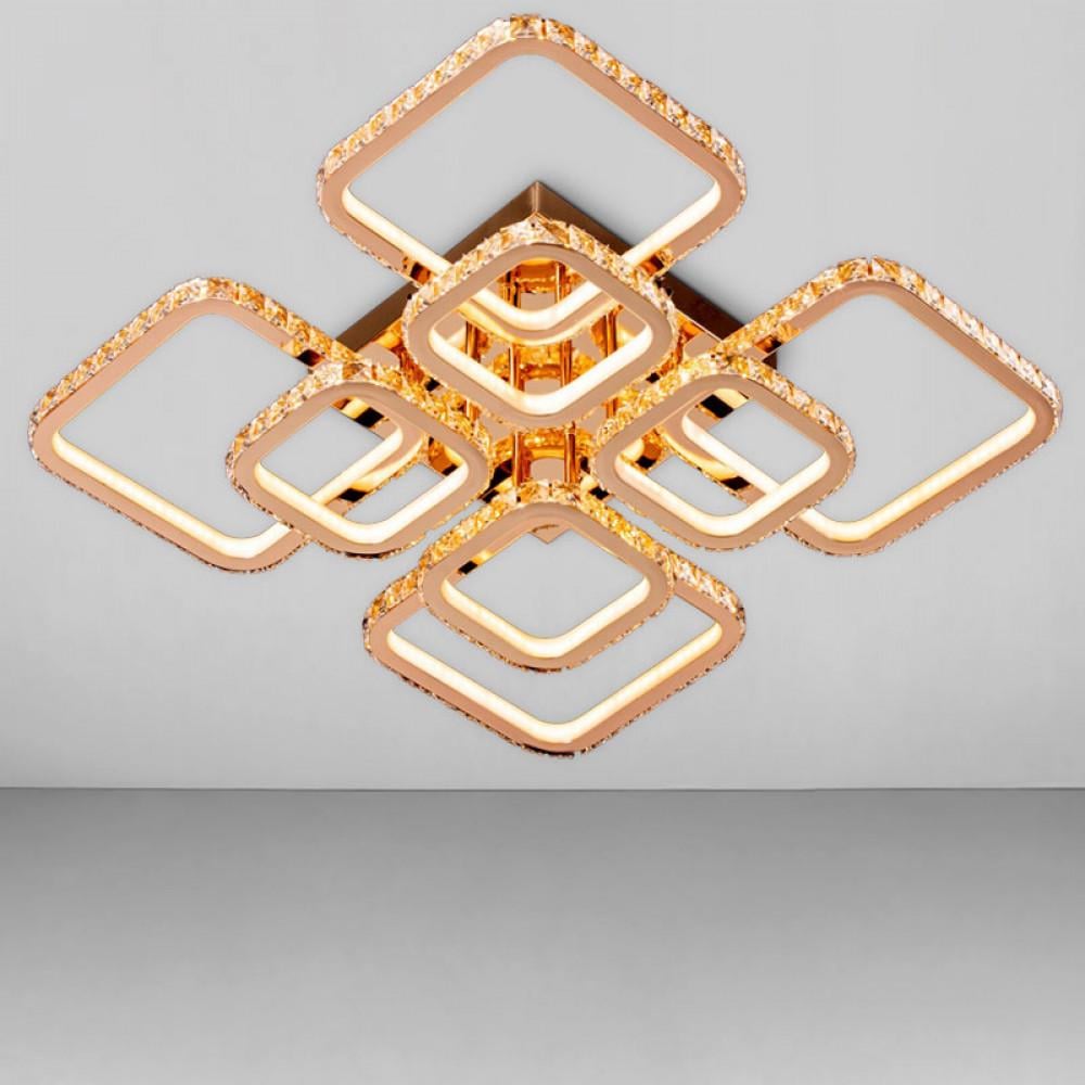 Люстра светодиодная Svet хрустальная 400W на восемь плафонов 3000-6000К Золотой (SY-7942/4+4 GD DIMMER)