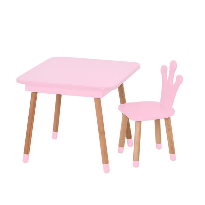 Детский стол со стулом с ящиком Bambi комбинированный 61х61х52 см Розовый (KL-154-R-43)