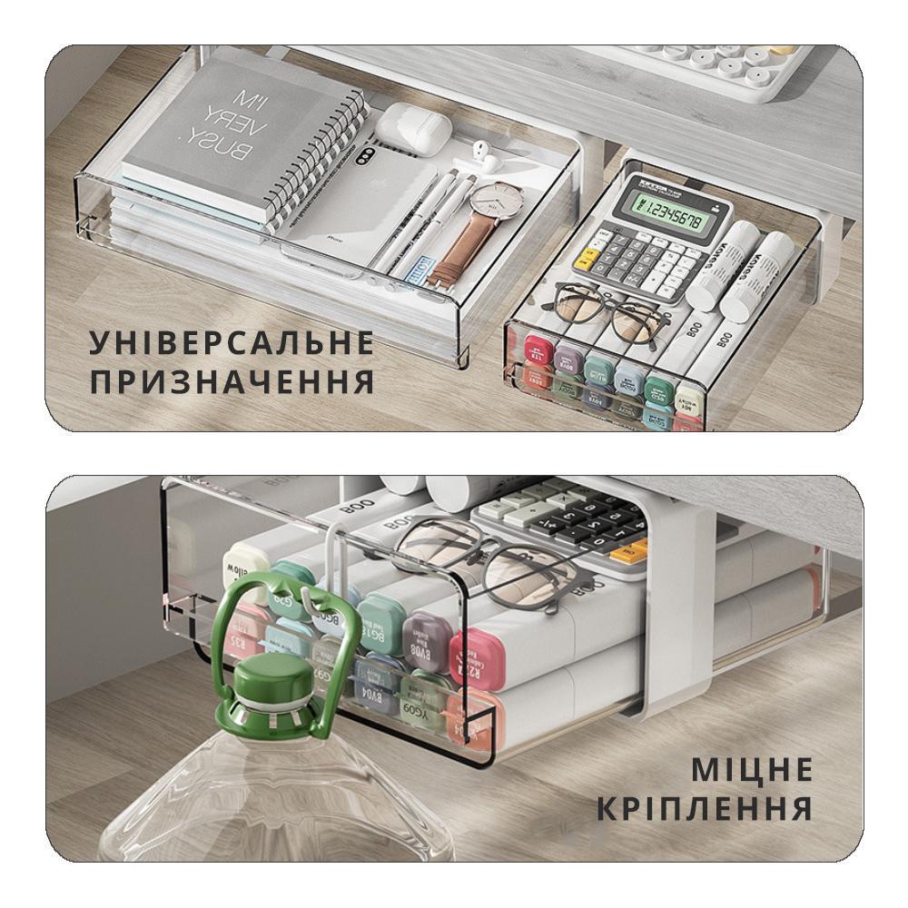 Органайзер вещей под стол для хранения пластиковый 15х20 см (STLNCY-WHT-S-0444) - фото 4