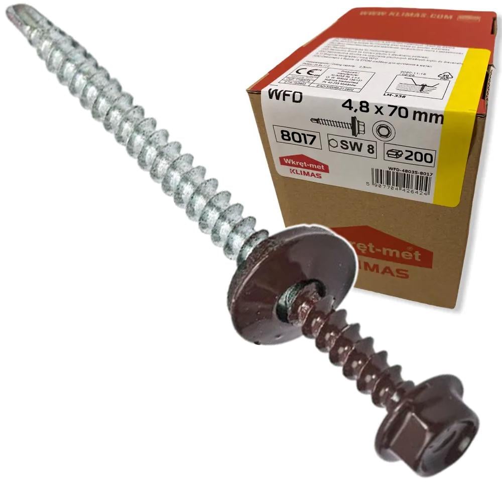 Саморез по дереву Klimas Wkret-Met 4,8x70 мм RAL 8017 200 шт. уп. (29471790) - фото 2