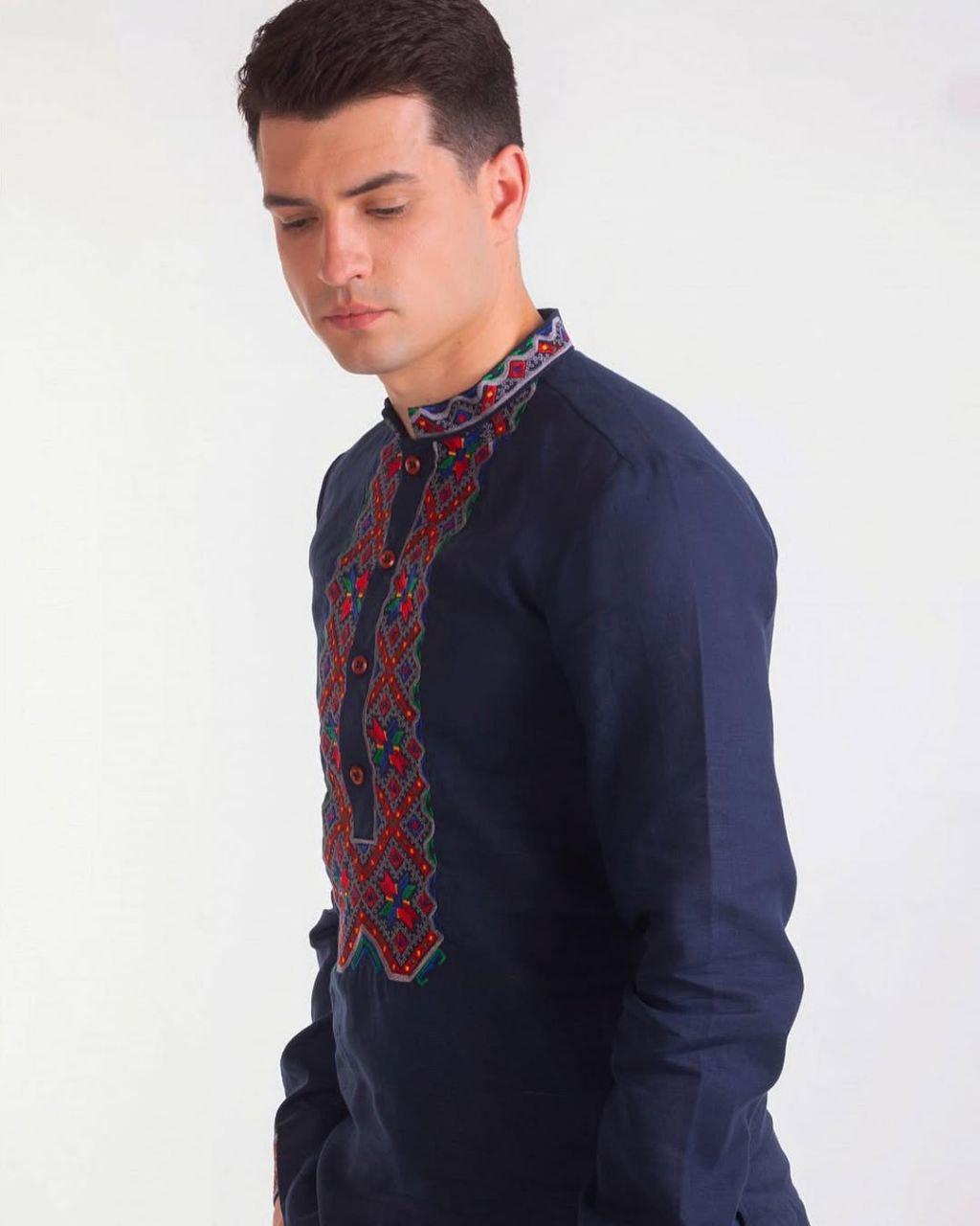 Вышиванка мужская р. 56 Темно-синий (533) - фото 2 Вышиванка мужская р. 56 Темно-синий (533) - фото 2