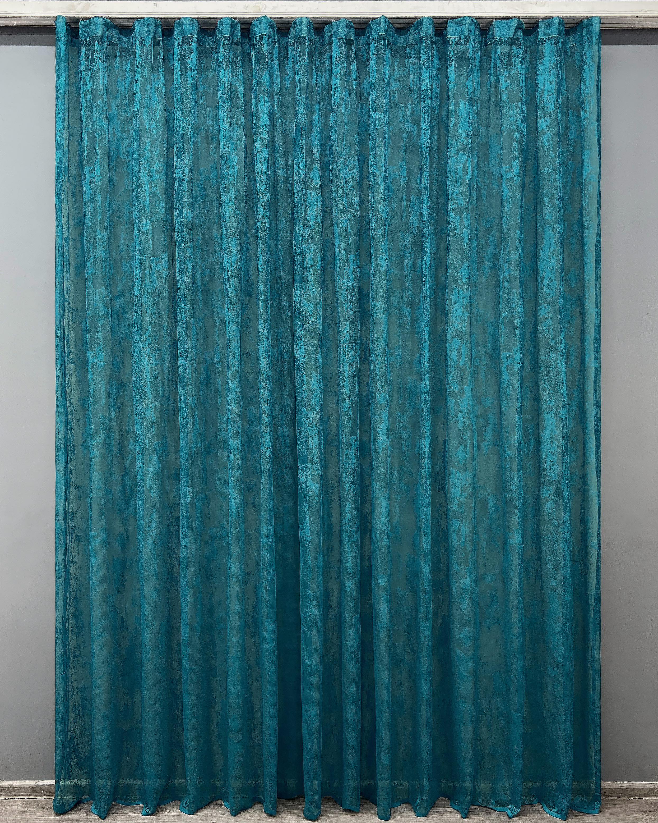 Тюль VR-Textil 1409т Мармур жакард 300х270 см Бірюзовий (42-0157)