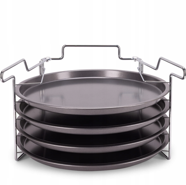 Набор форм для пиццы на подставке Kamille Vizo из углеродистой стали 30 см 4 шт. (6045)