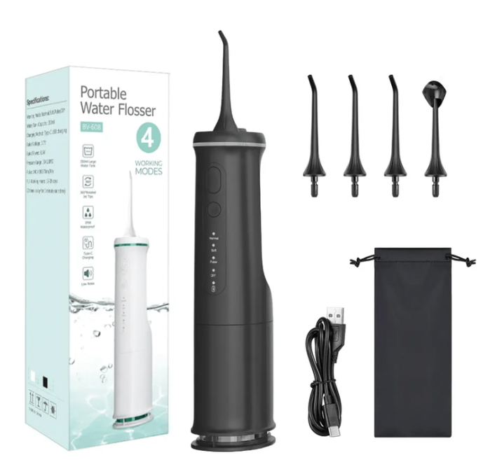 Ирригатор портативный 4 режима 350 мл 30 120 PSI IPX7 USB Type C Черный Ирригатор портативный 4 режима 350 мл 30 120 PSI IPX7 USB Type C Черный