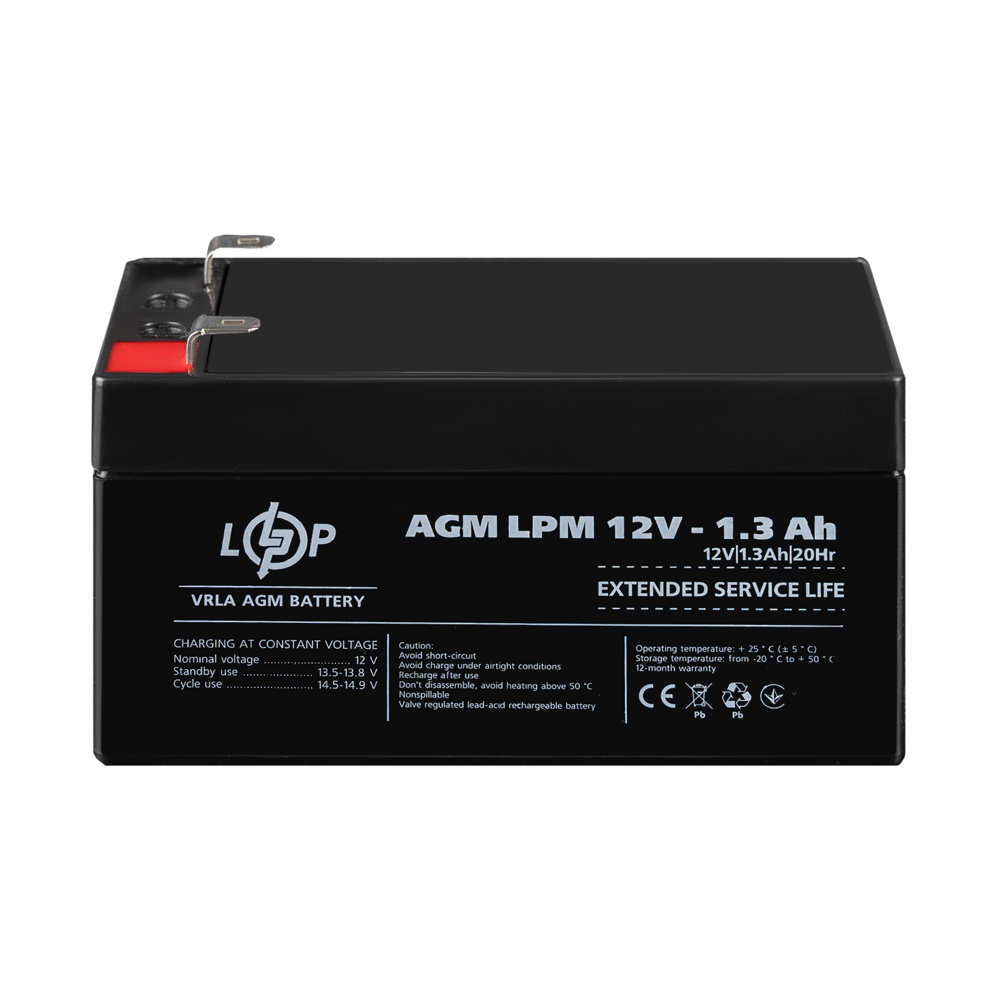 Акумулятор AGM LPM 12V 1,3 Ah - фото 2