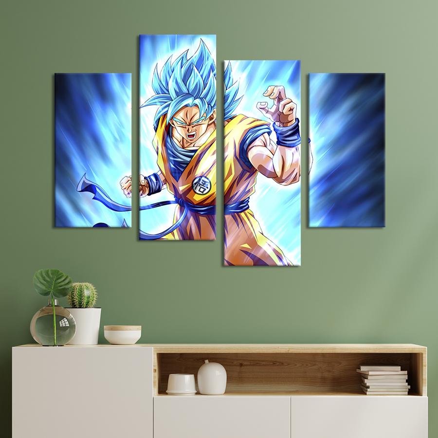 Картина модульна з 4 частин White Hair Goku XL 149x106 см (708-42)