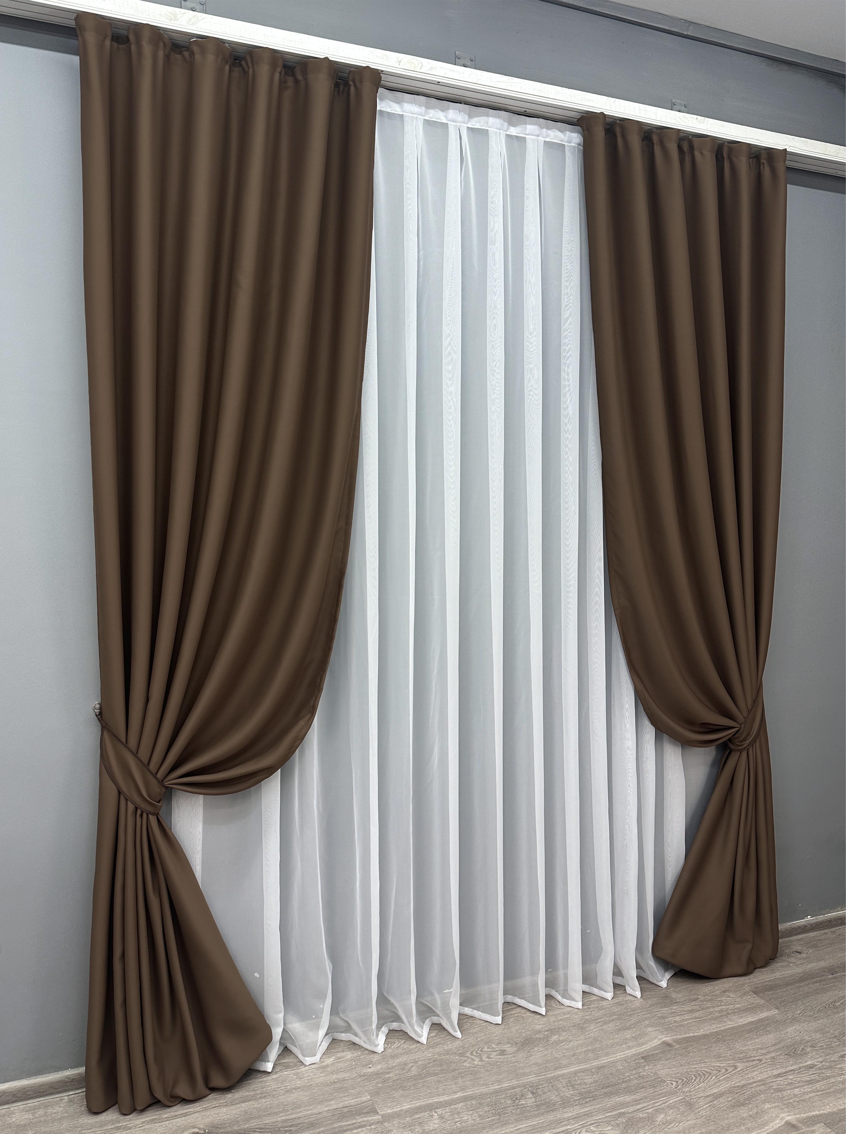 Комплект готовых штор VR-Textil Блэкаут Bagema Rvs №1238ш 150х295 см 2 шт. Шоколадный (33-0622) - фото 2