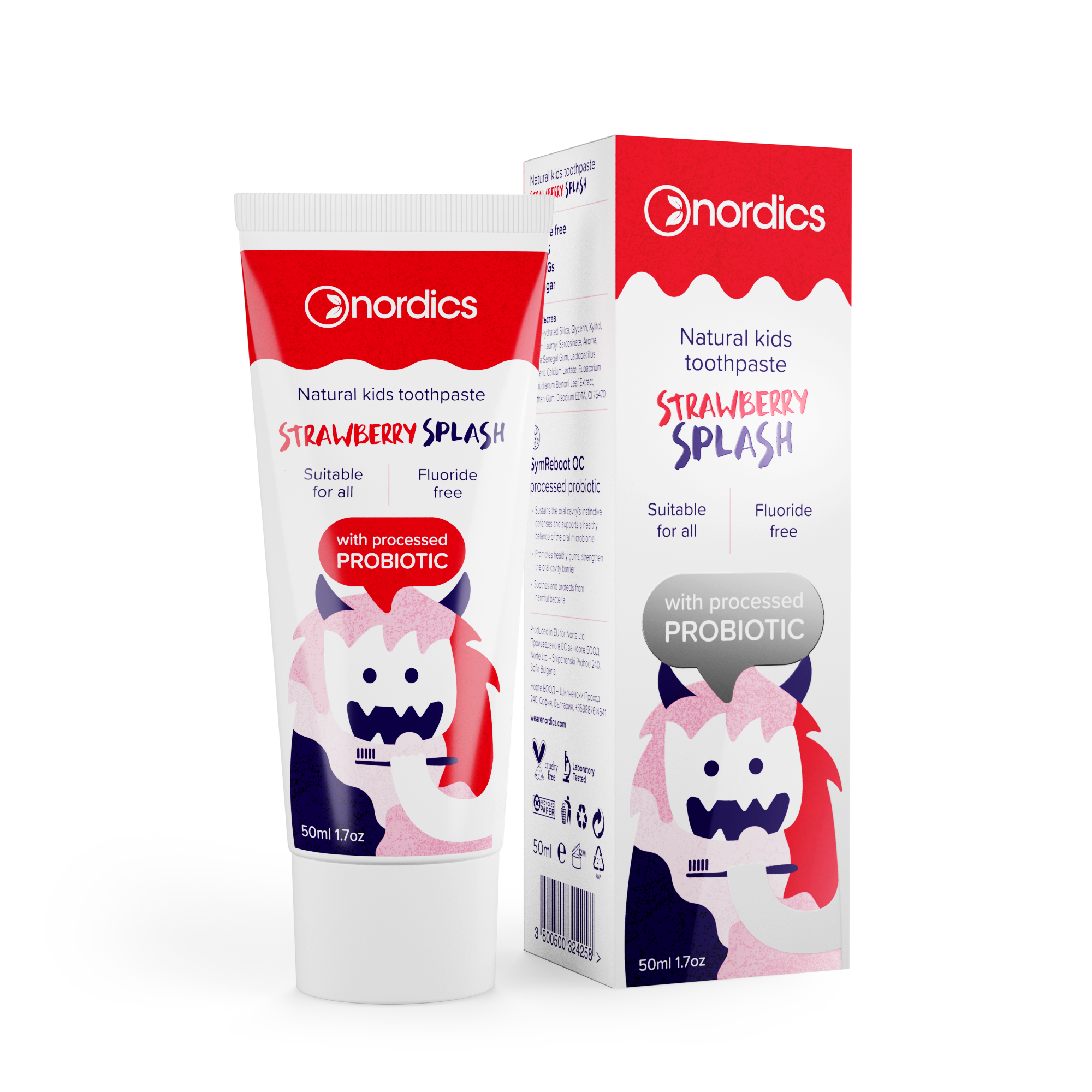 Зубная паста детская Nordics Kids Strawberry Splash с пробиотиком (107191) Зубная паста детская Nordics Kids Strawberry Splash с пробиотиком (107191)