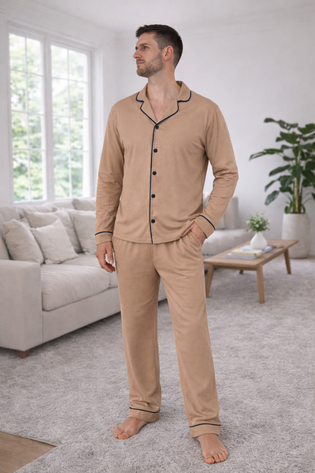 Піжама чоловіча Unity сорочка/штани 3XL Латте (TL50)