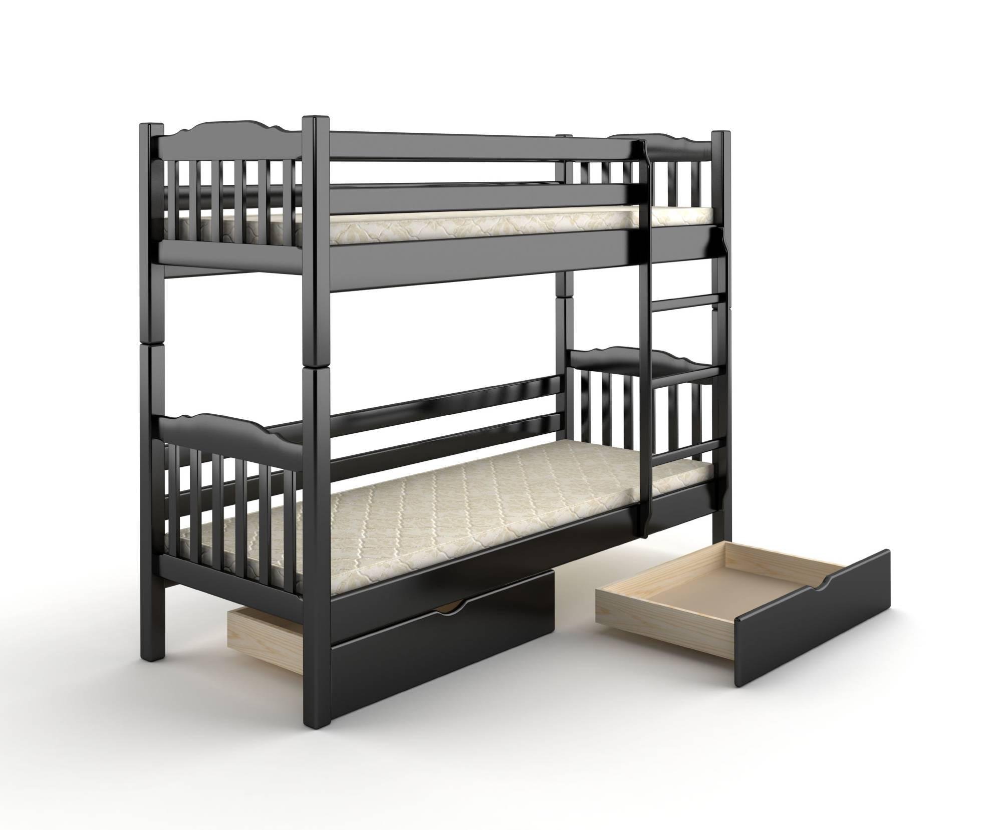 Кровать двухъярусная Mebigrand Бай-Бай RAL9011 с ящиками 90x190 см Черный (MBG-2389)