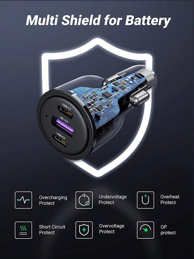 Автомобільний зарядний пристрій UGREEN 69W Black (20467) - фото 5 Автомобільний зарядний пристрій UGREEN 69W Black (20467) - фото 5