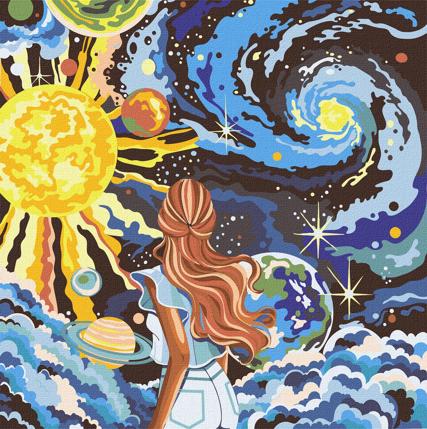 Картина по номерам Идейка Безграничный космос 40x40 см (KHO5080)