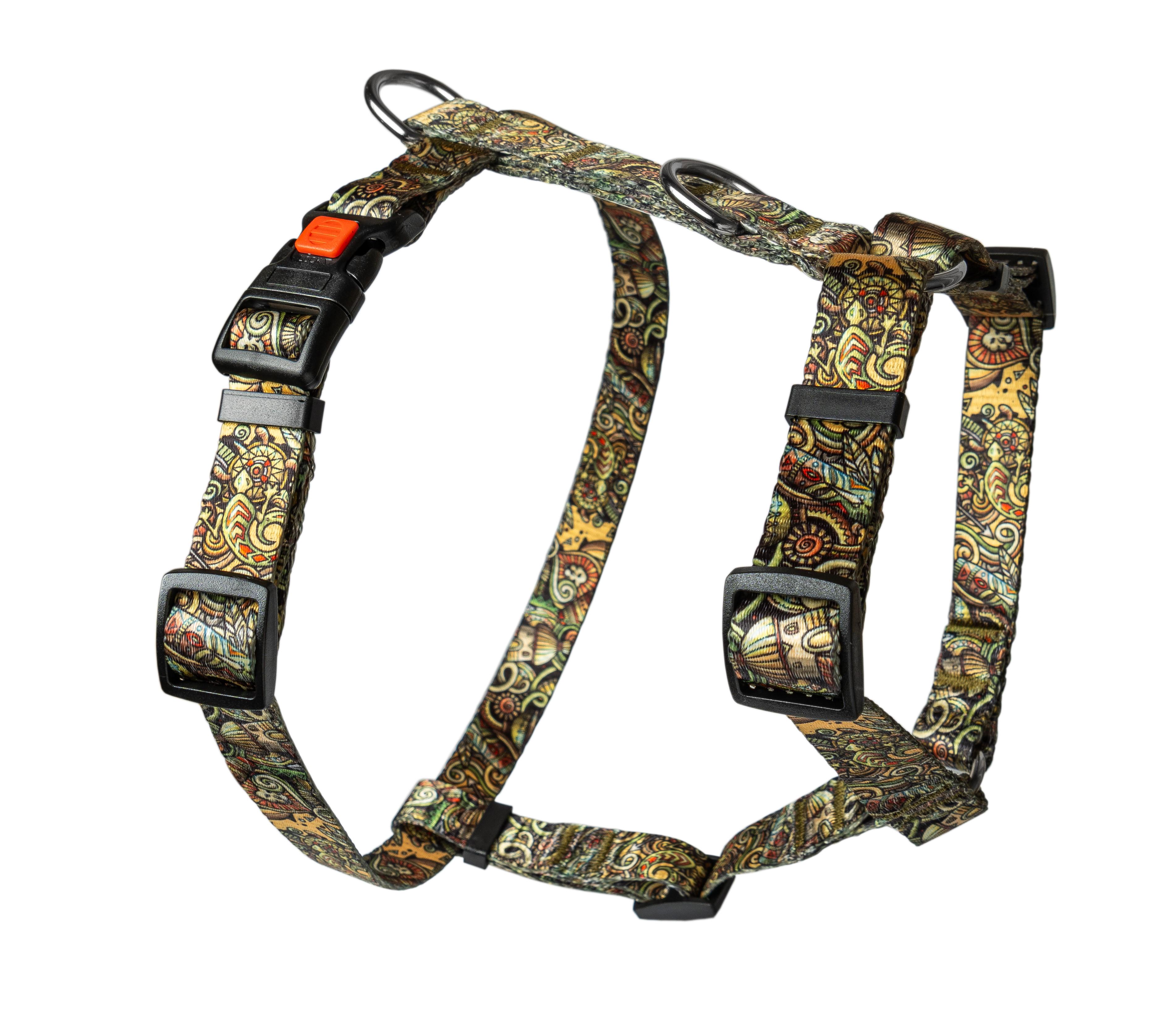 Шлея нейлонова анатомічна KareLine AFRIKA з візерунком та пластиковою пряжкою 20 мм А 400-500 мм В 500-630 мм (0892/11)