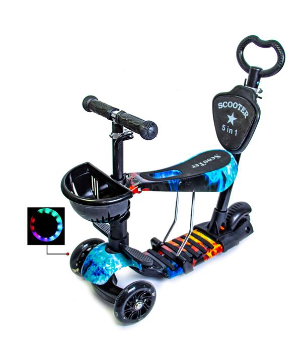 Самокат Scooter 5в1 с родительской ручкой Multicolor (883545660) - фото 4