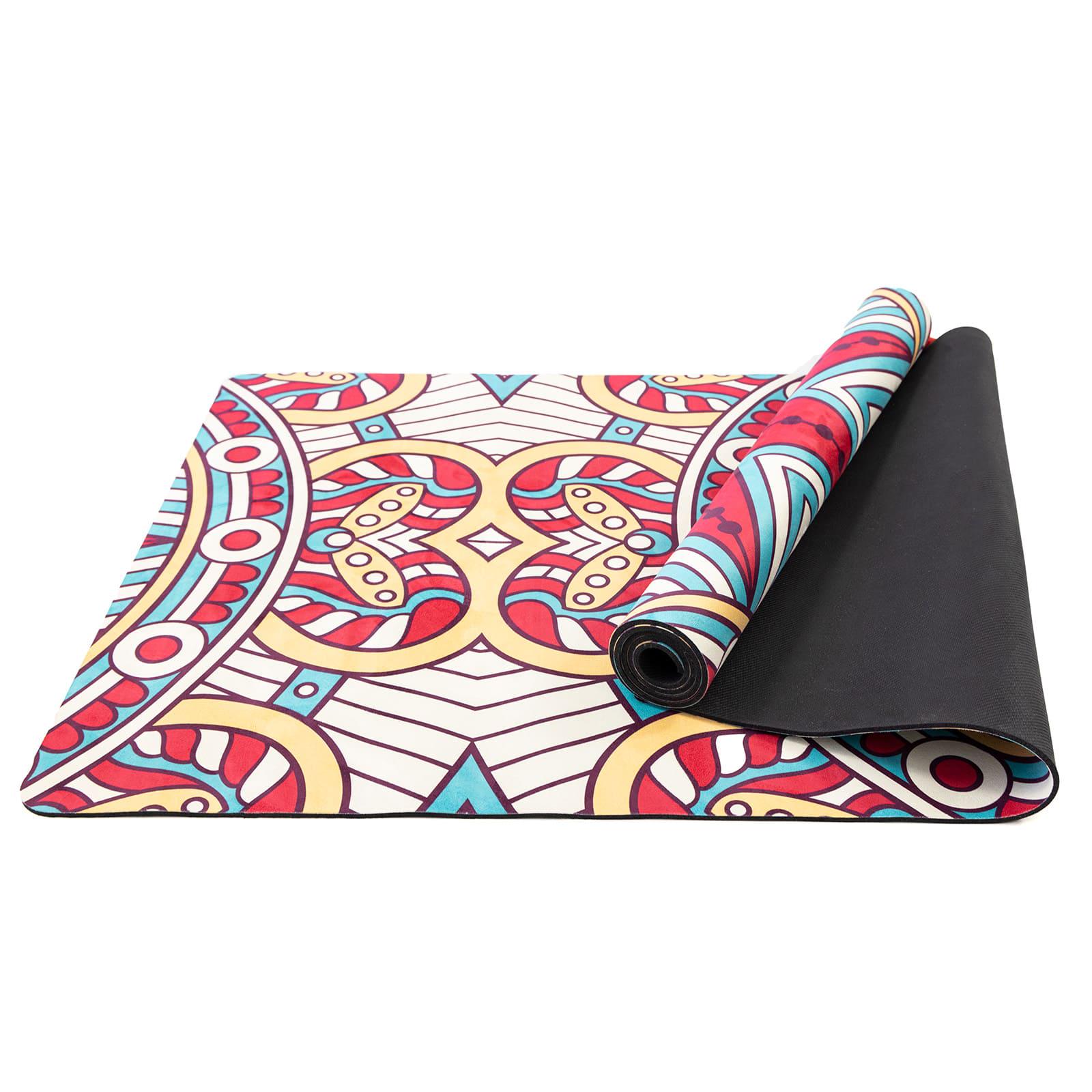 Килимок для йоги та фітнесу OSPORT каучук/замша 4 мм 183x68 см Червоно-білий (OF-0286-025)