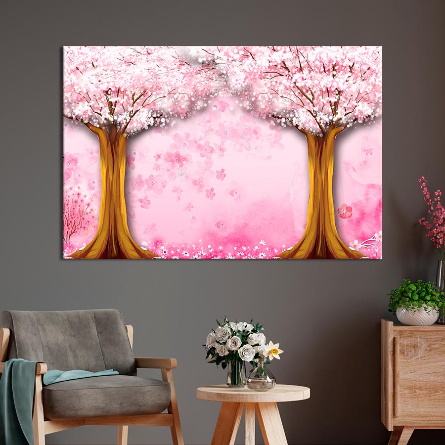 Картина на холсте Пара цветущих деревьев 80x54 см (V342-1_L)