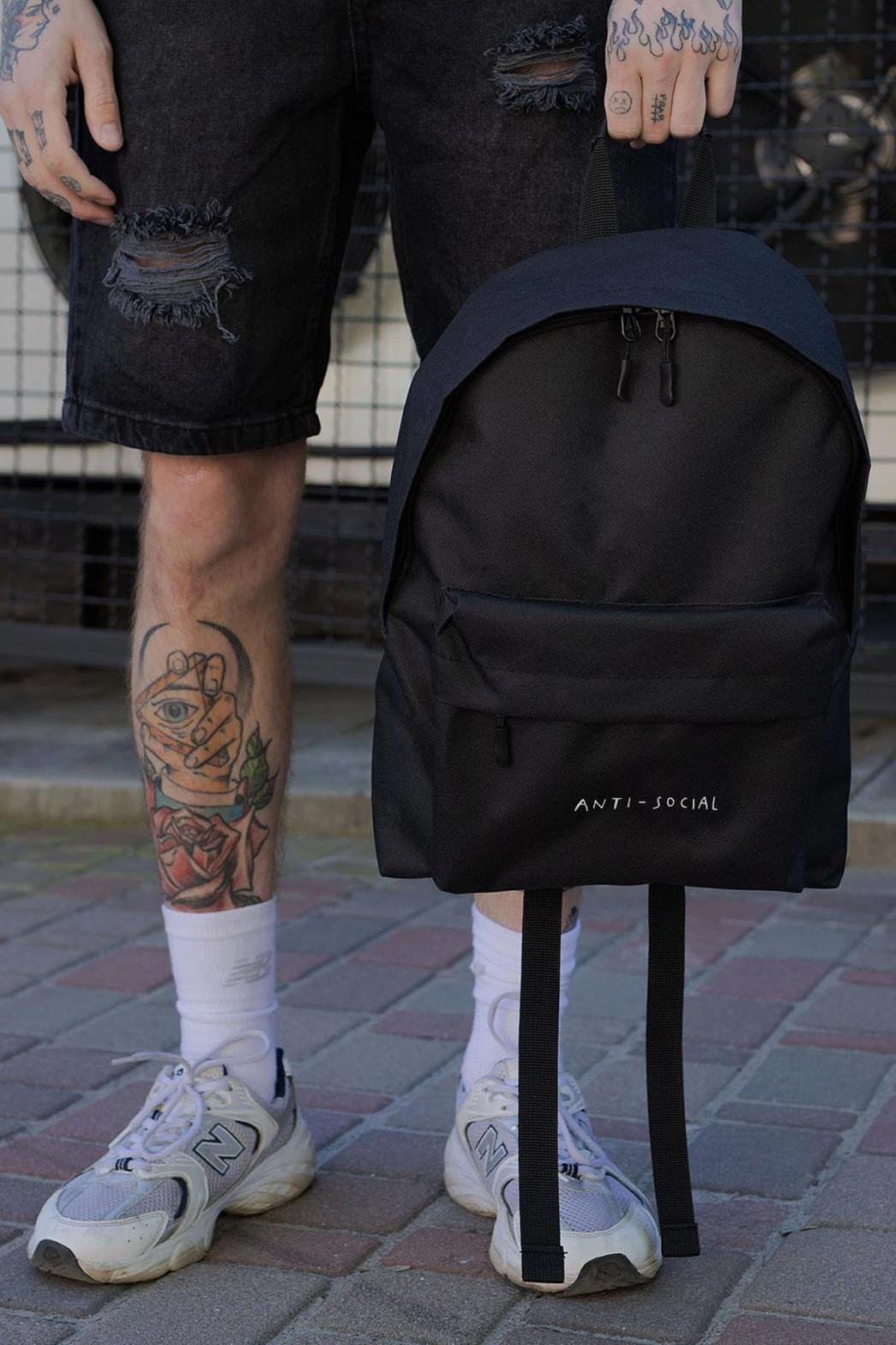 Рюкзак повседневный Without Compact унисекс с принтом AntiSocial Black (8049934)