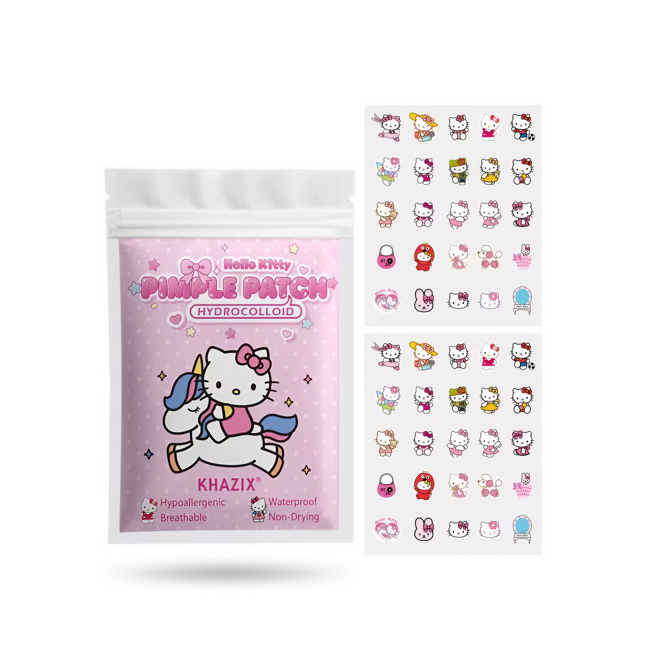 Патчі від прищів та акне гідроколоїдні Khaziz Hello Kitty фігурні 50 шт. Різнокольоровий (3068927894)