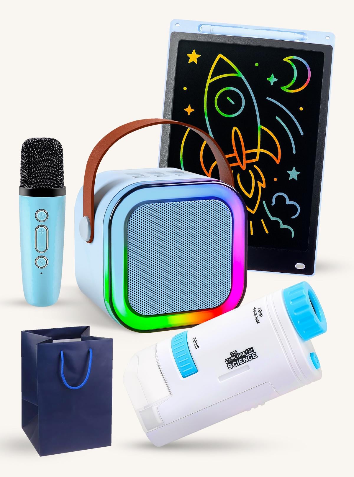 Набор научный для детей DobraMama микроскоп/колонка/планшет обучающий Синий (73761)