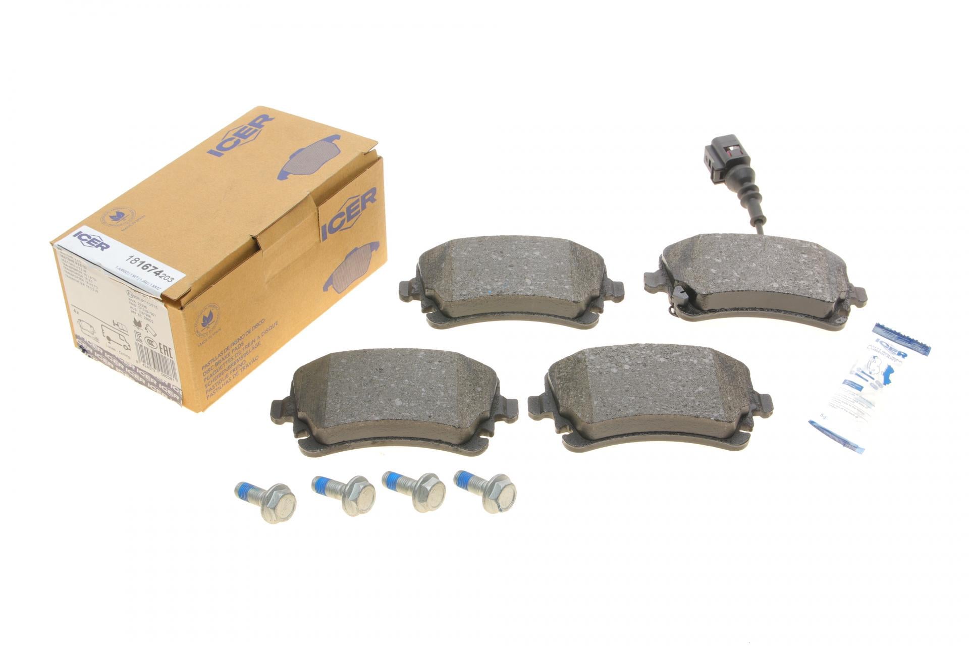 Колодки тормозные задние ICER для VW T5 03-15/T6 15- с датчиками (181674-203)