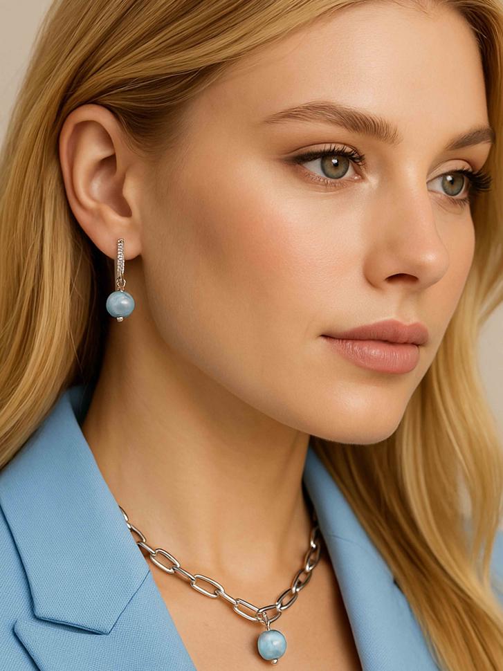 Сережки з аквамарином (5201)