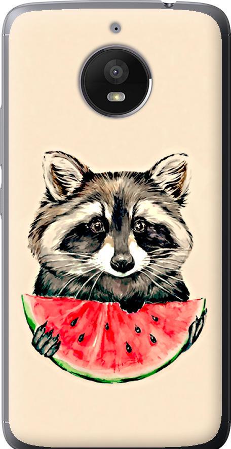 Чехол на Motorola Moto E4 Plus Енотик с арбузом (4605u-1000-42517)