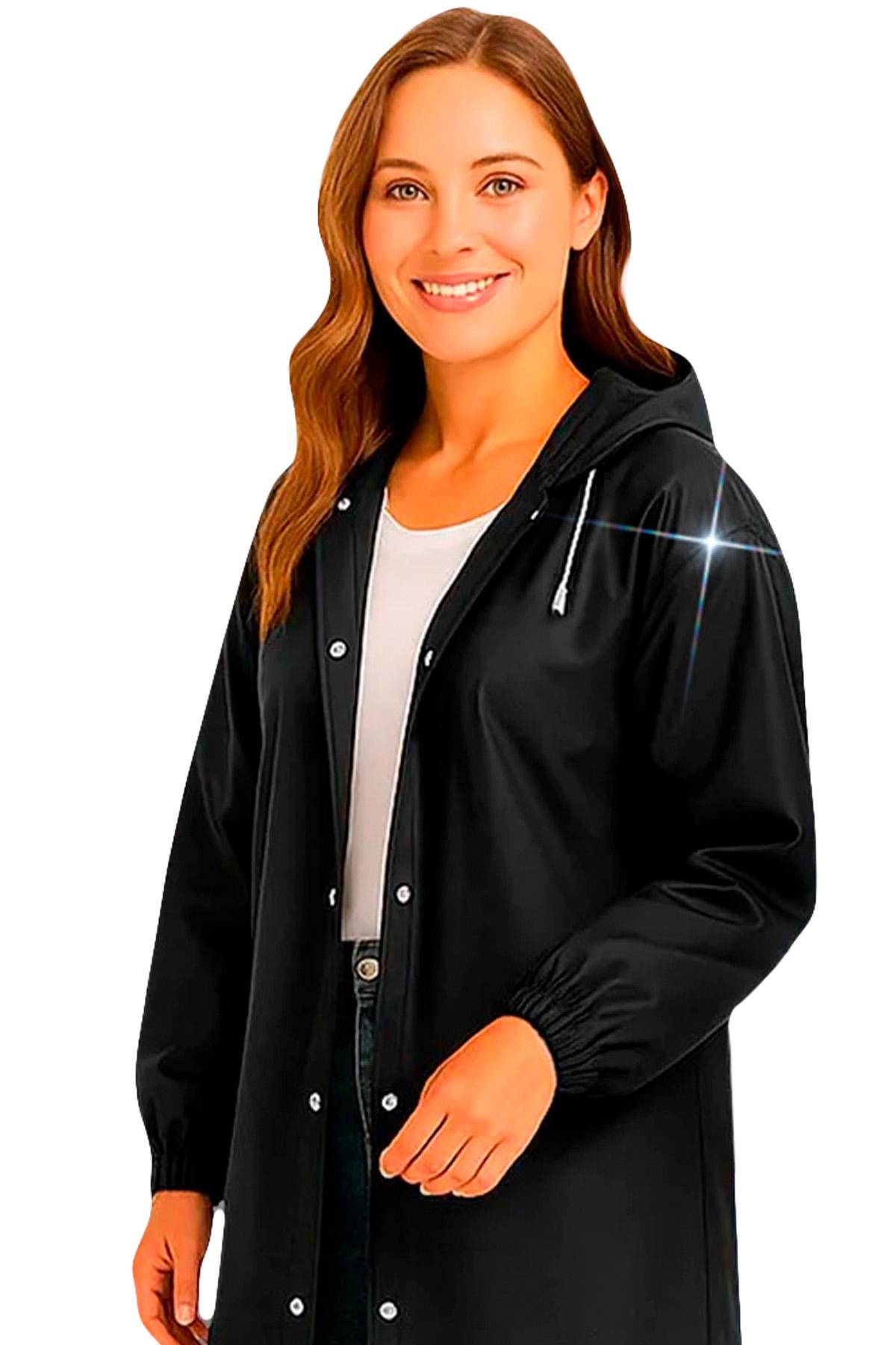 Дождевик водонепроницаемый унисекс EVA с капюшоном one size Black (28678910)