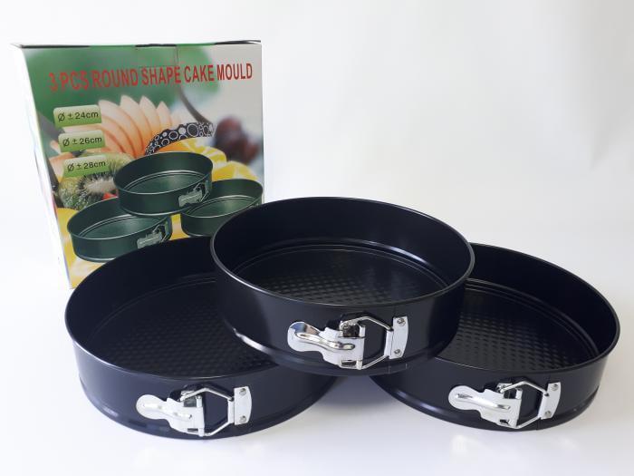 Набір круглих рознімних форм металевих для випічки торта "Тефлон" 3 шт. D 24/26/26 cm 03245 - фото 2 Набір круглих рознімних форм металевих для випічки торта "Тефлон" 3 шт. D 24/26/26 cm 03245 - фото 2