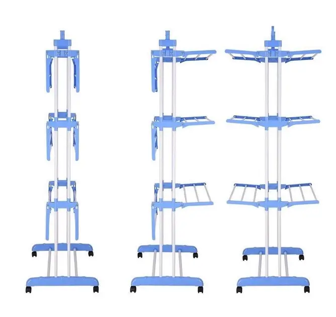 Сушилка для белья Tiers Garment Rack With Wheels ABS Синий - фото 4