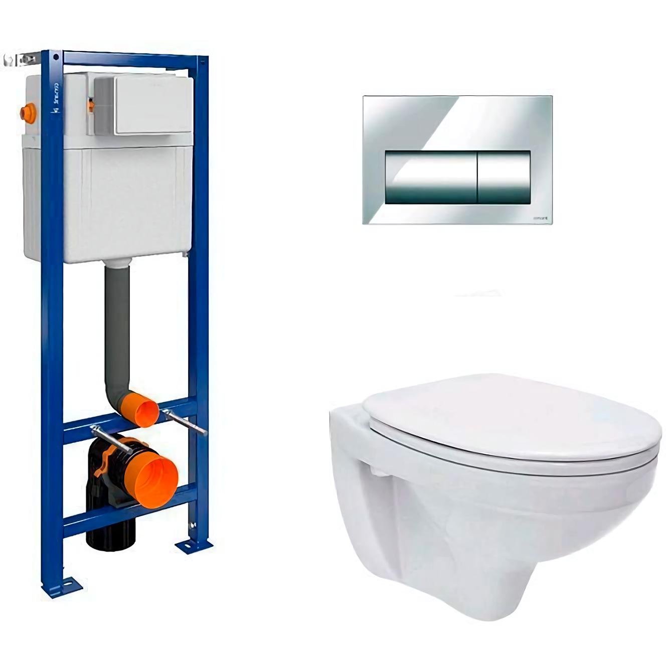 Инсталляционная система Cersanit B206 AQUA 02 Mech с подвесным унитазом Delfi и кнопкой Presto Хром
