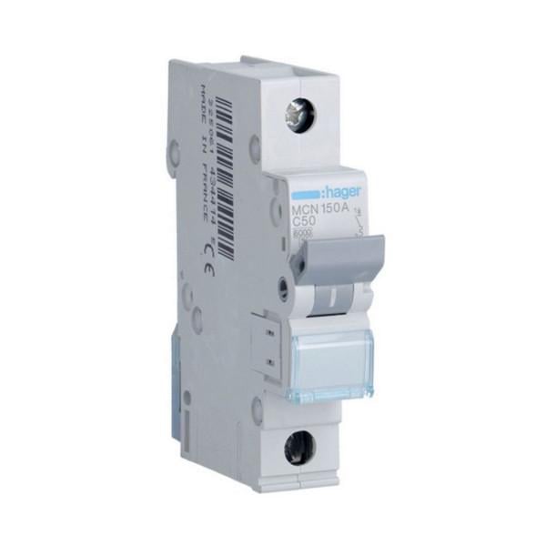 Автоматический выключатель Hager 1 полюс 6 kA тип C 50A MCN150 (74259)
