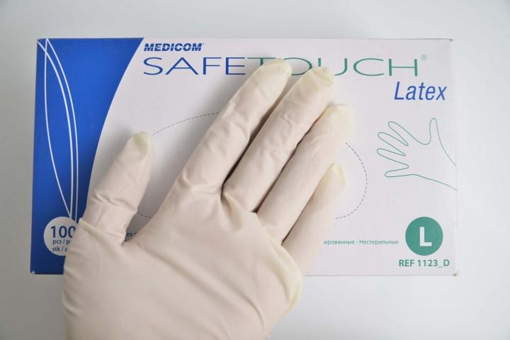 Рукавички латексні нестерильні без пудри Medicom SafeTouch 5,5 гр L 100 шт.