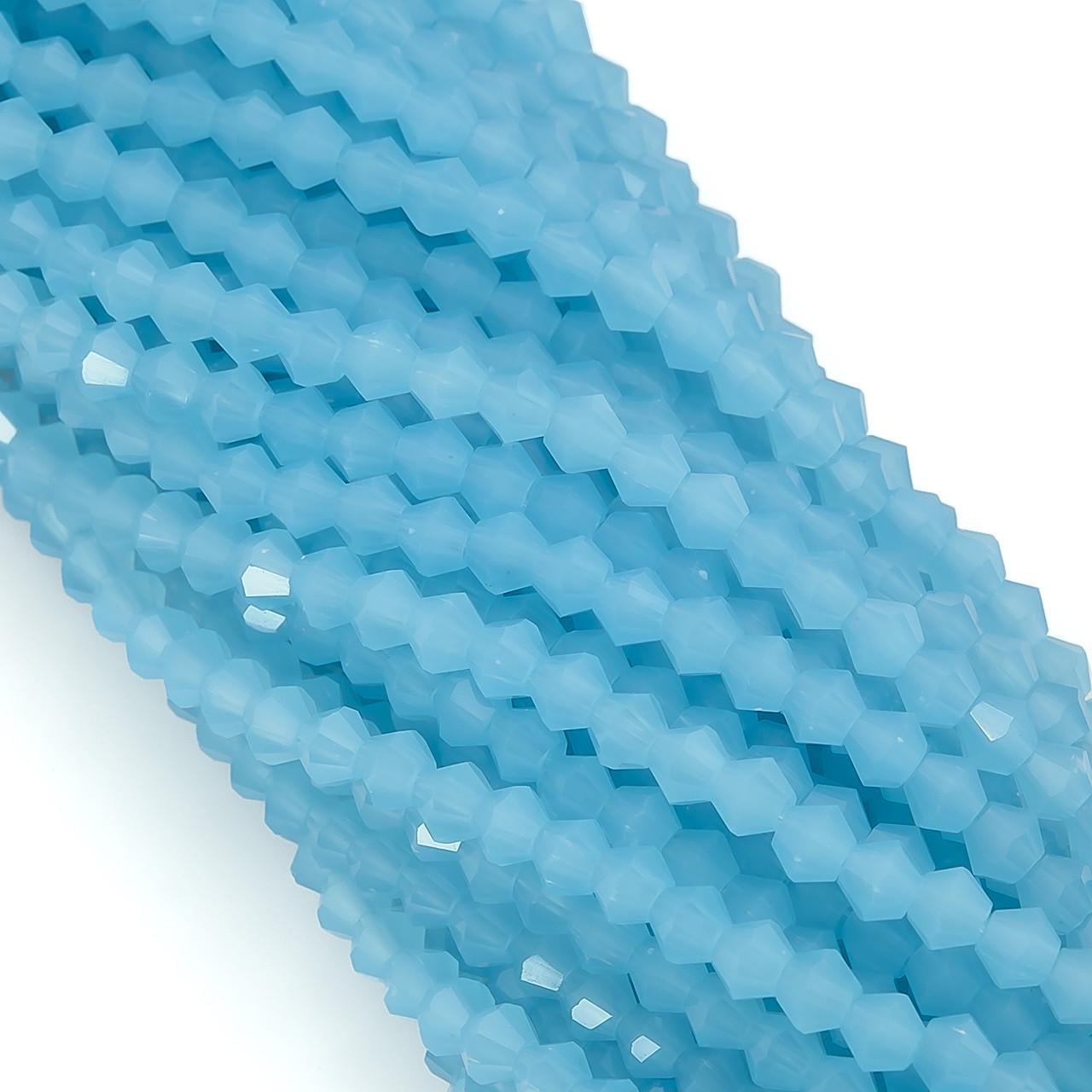 Бусины хрустальные Биконус 4х4,2 мм 95 шт. Небесный (БИ0004к22)