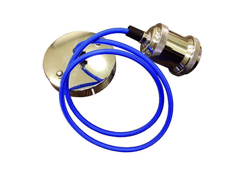 Підвісний світильник хром із синім текстильним шнуром без плафону Levistella AMP11004-1 Підвісний світильник хром із синім текстильним шнуром без плафону Levistella AMP11004-1