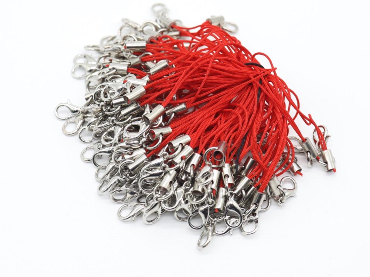 Шнурок основа под брелок для телефона 62 мм 100 шт. Красный (226552315)
