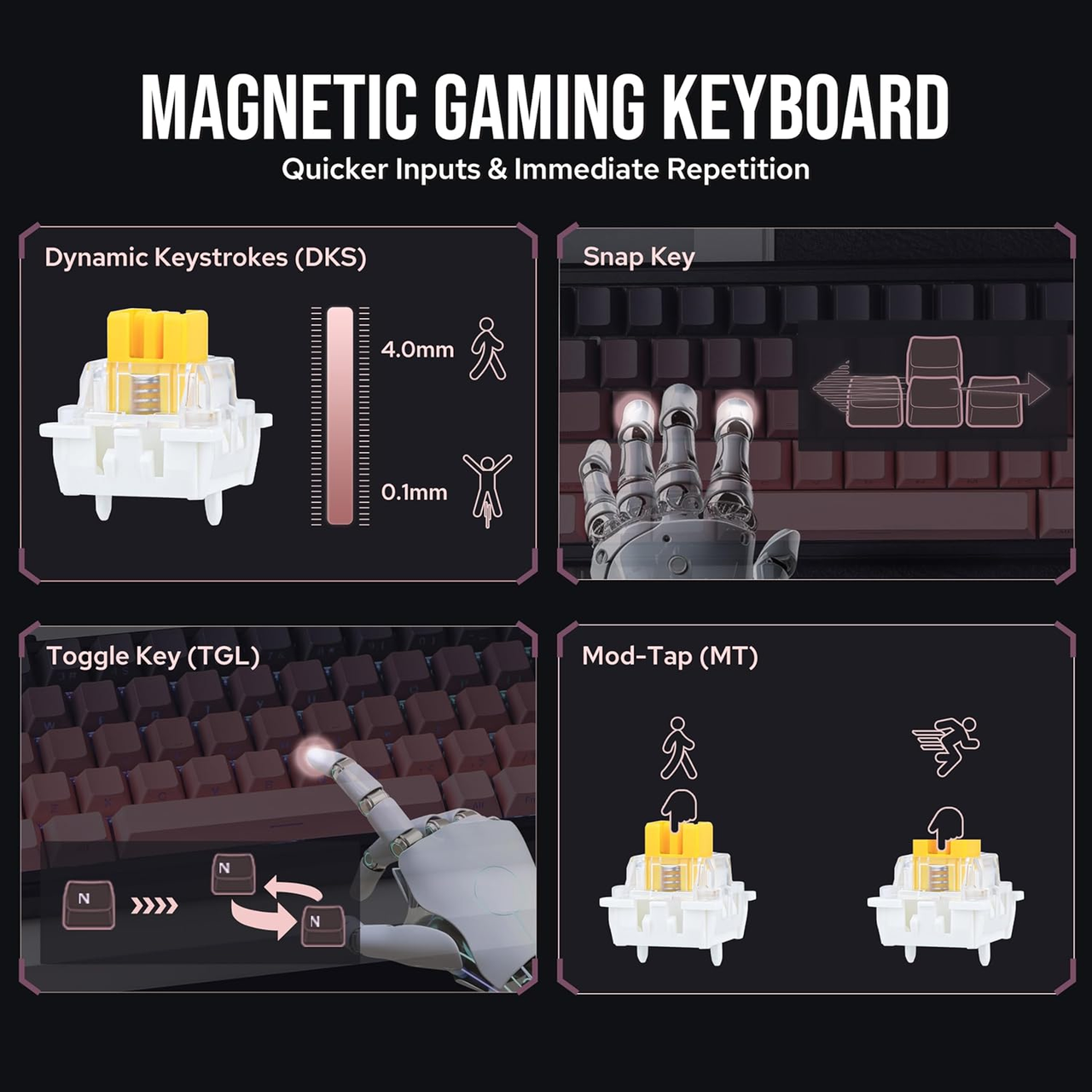 Клавиатура проводная AJAZZ AK680 MAX Flagship Edition Magnetic Switch Pink Black (2000172) - фото 7 Клавиатура проводная AJAZZ AK680 MAX Flagship Edition Magnetic Switch Pink Black (2000172) - фото 7