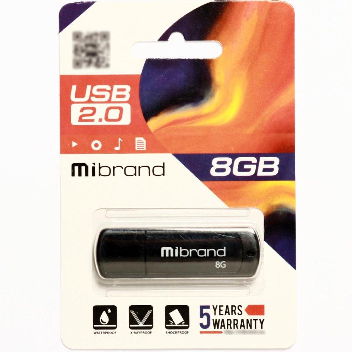 Флеш-пам'ять для ноутбука Flash Mibrand USB 2.0 Grizzly 8Gb Black (MI2.0/GR8P3B) - фото 2