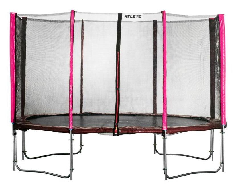 Батут Atleto с двойными ножками с сеткой 374 см Красный (21000701)