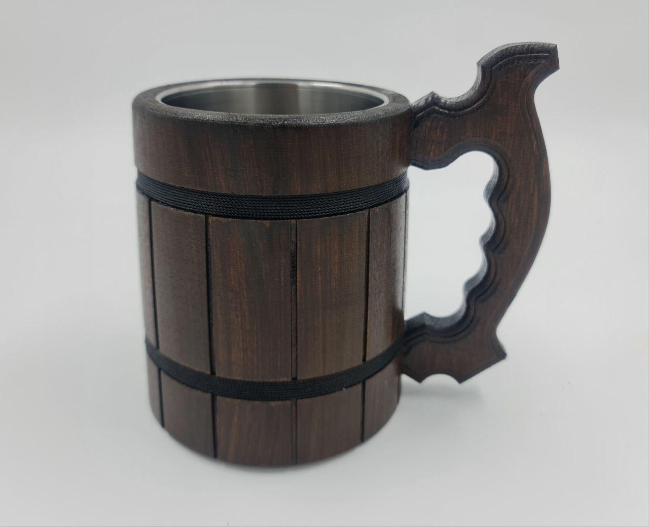 Кухоль для пива з натурального дерева 0,5 л Коричневий (28409901)