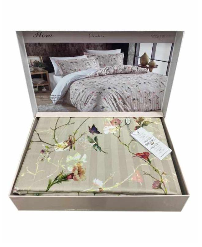 Постельное белье Maison D'or Flora сатин евро 200x220 см Beige (2000022265371)