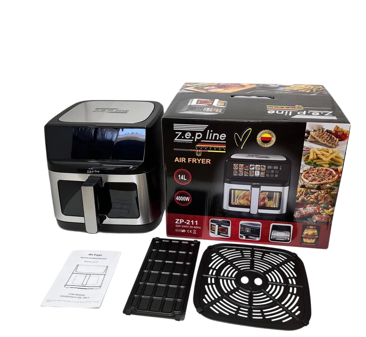 Мультипечь-аэрофритюрница Zepline 2 тени 4000 Вт 14 л Черный (ZP-211)