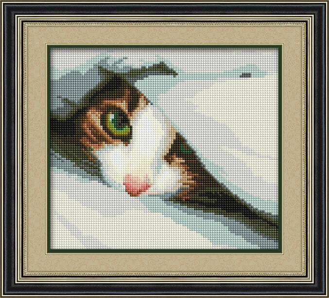 Алмазная мозаика Dream Art Спрятался (котенок) 22x25 см (DA.30021)