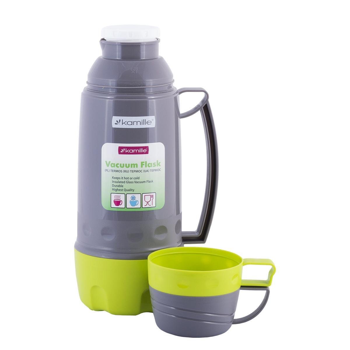 Термос Kamille 1000 мл со стеклянной Салатовый